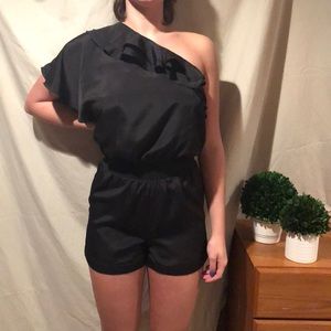 Black one shouldered romper